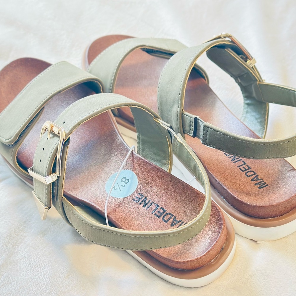 Green Strappy Sandals with Buckle
